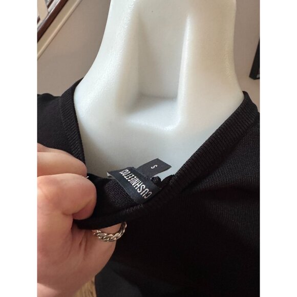 CUSHNIE ET OCHS Sheer Mesh Panel Inset Knit Midi Dress Black Size Small - Picture 6 of 6